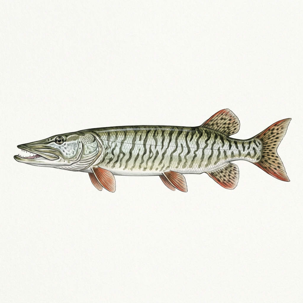 Tiger Muskellunge (Esox masquinongy × Esox lucius) fish species